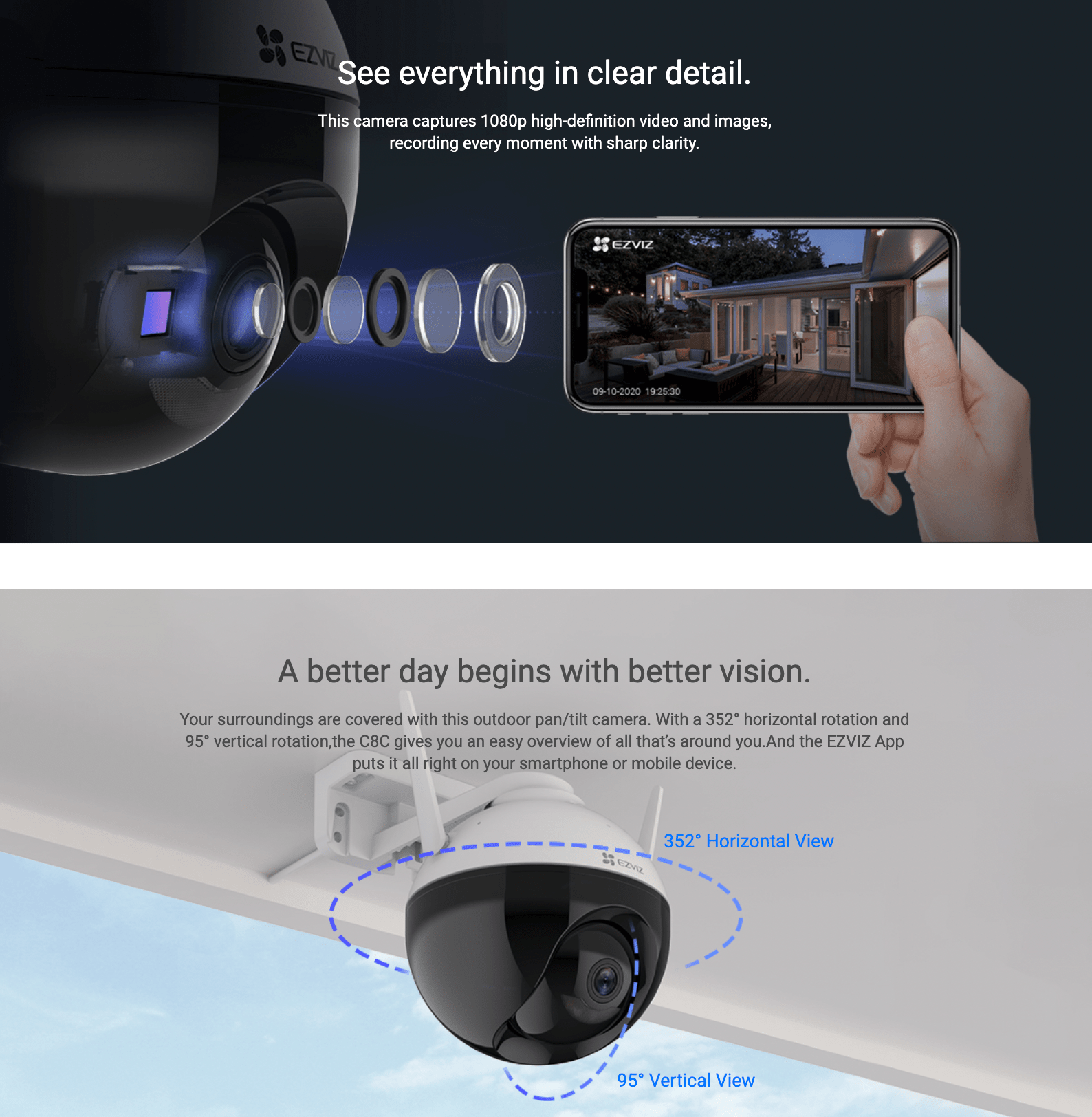 Caméra intérieure motorisée Full HD - LENS 100 - application Ezviz -  Sécurité
